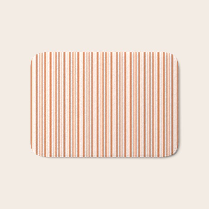 Classic Small Orange Soda French Mattress Ticking Double Stripes Bath Mat Gallery Image 1