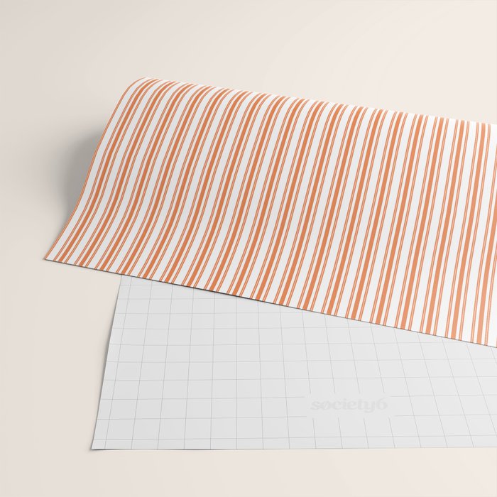 Classic Small Orange Soda French Mattress Ticking Double Stripes Wrapping Paper Gallery Image 2