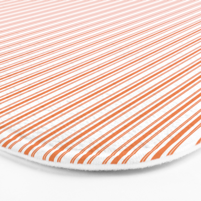 Classic Small Orange Soda French Mattress Ticking Double Stripes Bath Mat Gallery Image 3