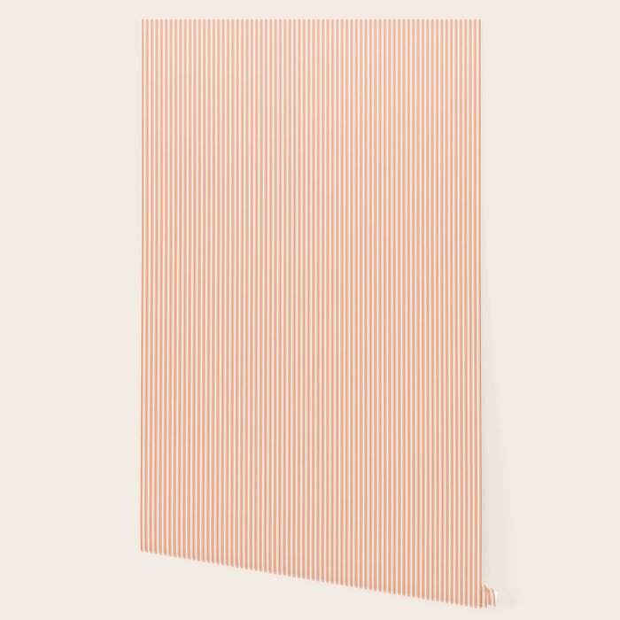 Classic Small Orange Soda French Mattress Ticking Double Stripes Wallpaper Gallery Image 2