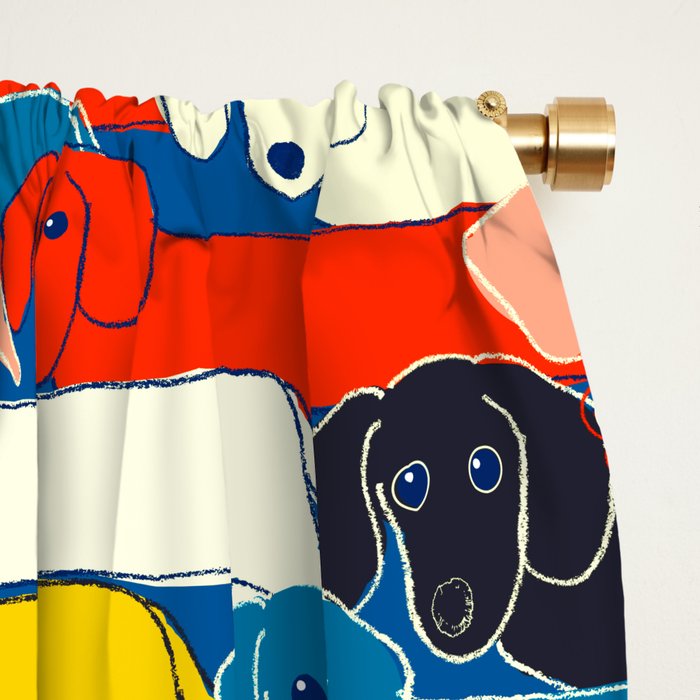 COLORED DOGS PATTERN 2 Window Curtain Gallery Image 2