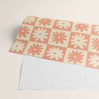 Peach And Off White Checkered Floral Pattern Wrapping Paper Gallery Image 2