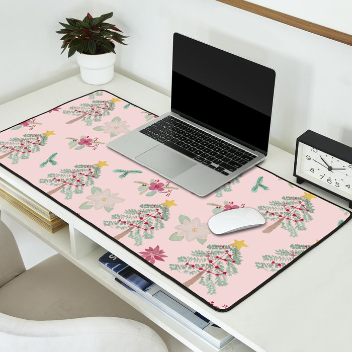Christmas Pattern Pink Desk Mat Gallery Image 2