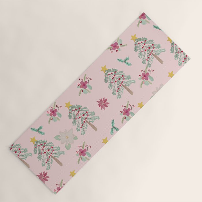 Christmas Pattern Pink Yoga Mat Gallery Image 1