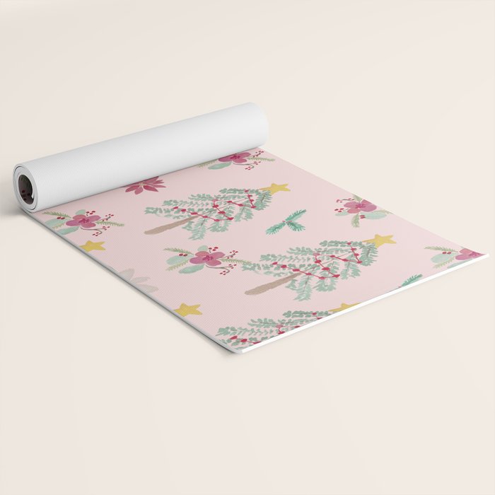 Christmas Pattern Pink Yoga Mat Gallery Image 2