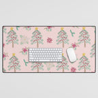 Christmas Pattern Pink Desk Mat Gallery Image 1