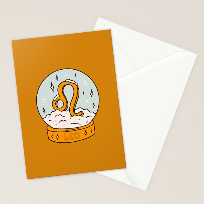 Leo Snow Globe Stationery Card Gallery Image 2