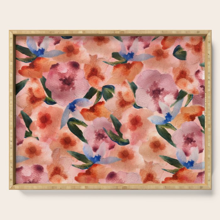 Water Floral Serving Tray Gallery Image 1