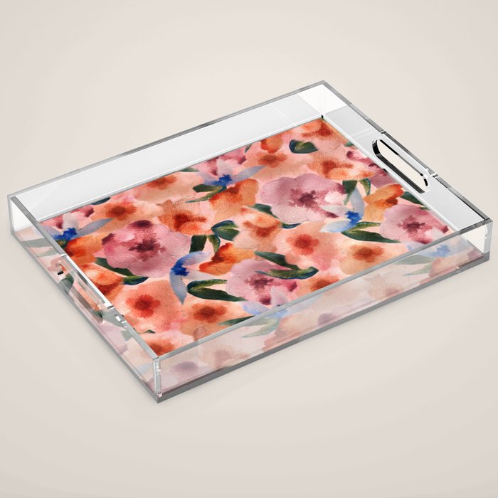 Water Floral Acrylic Tray Gallery Image 1