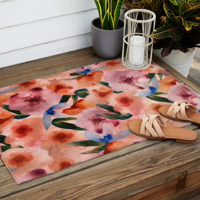 Water Floral Outdoor Rug Gallery Image 2