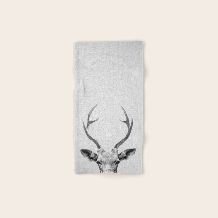 Deer - Black & White Bath Towel Gallery Image 1