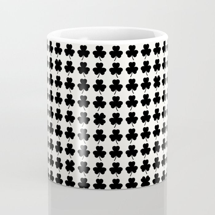 Clovers I Black and White Botanical Pattern Coffee Mug Gallery Image 4