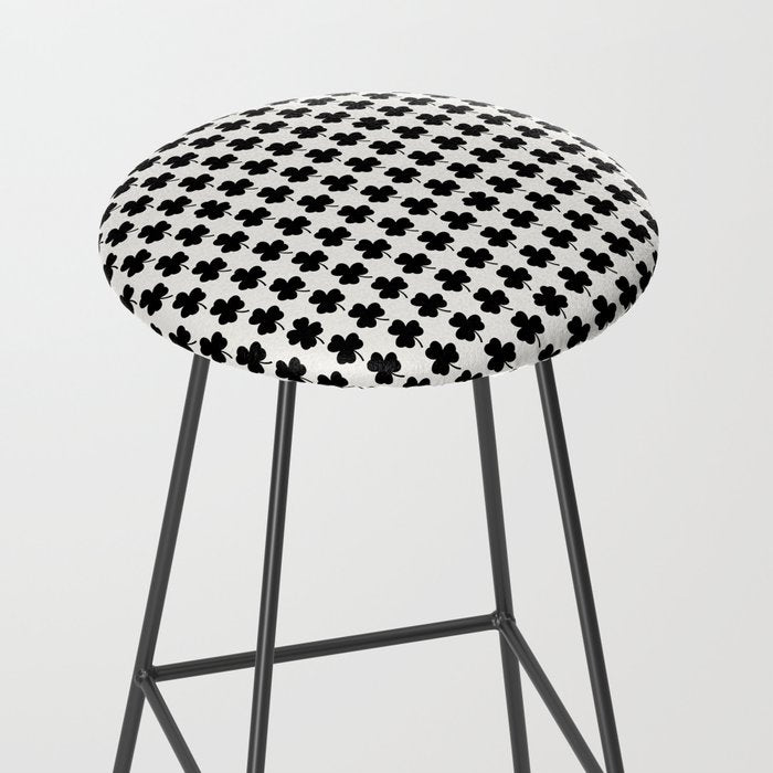 Clovers I Black and White Botanical Pattern Stool Gallery Image 2