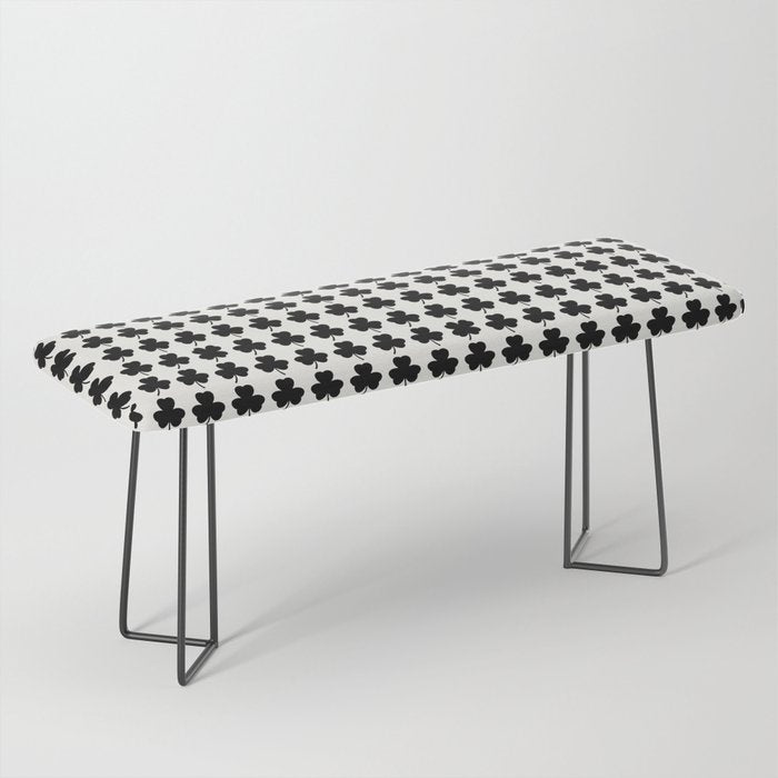 Clovers I Black and White Botanical Pattern Bench Gallery Image 1