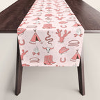 Cute Cowgirl Pattern, Cowboy Print in Blush Pink Table Runner Gallery Image 1
