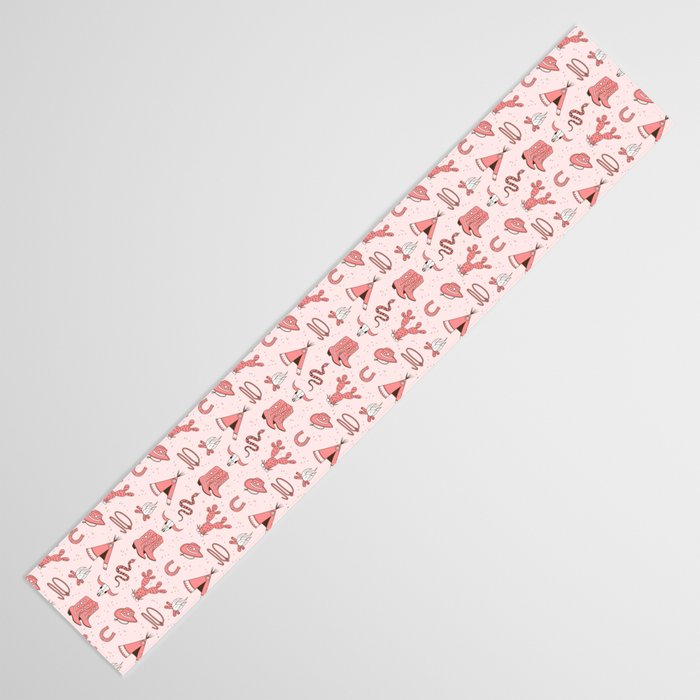 Cute Cowgirl Pattern, Cowboy Print in Blush Pink Table Runner Gallery Image 3