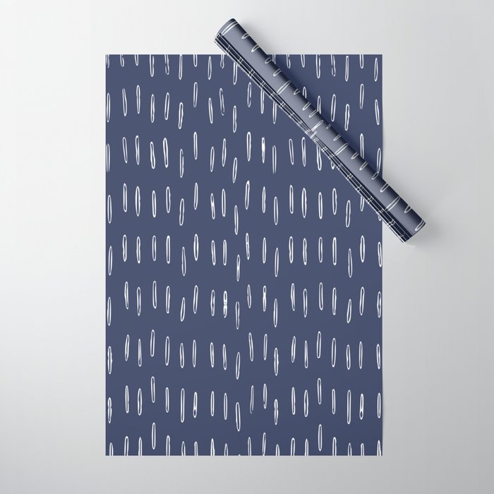 Boho Prints, Raindrops, Indigo Blue, Minimalism, Abstract Art Wrapping Paper Gallery Image 1