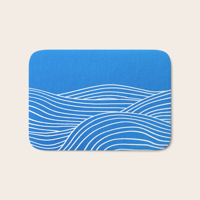French Blue Ocean Waves Bath Mat Gallery Image 1