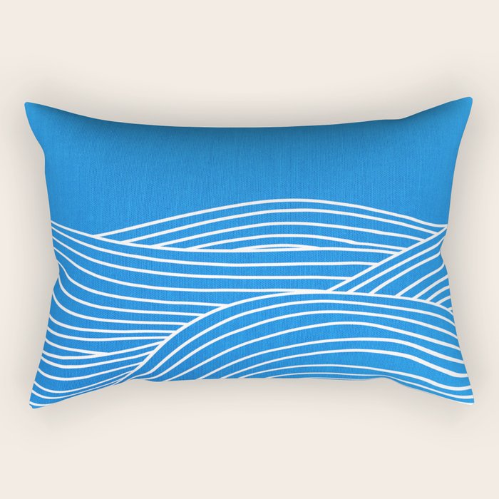 French Blue Ocean Waves Rectangular Pillow Gallery Image 1