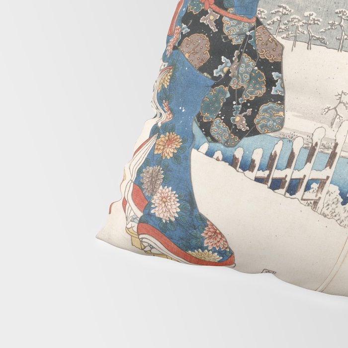 Japanese Vintage Kunisada Hiroshige Snowy Landscape Pillow Sham Gallery Image 4