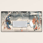 Japanese Vintage Kunisada Hiroshige Snowy Landscape Desk Mat Gallery Image 1