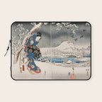 Japanese Vintage Kunisada Hiroshige Snowy Landscape Laptop Sleeve Gallery Image 1