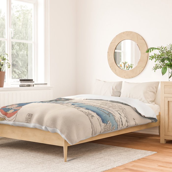 Japanese Vintage Kunisada Hiroshige Snowy Landscape Duvet Cover Gallery Image 2