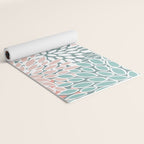 Festive, Floral Prints, Teal and Coral Yoga Mat Gallery Image 2