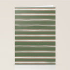 Triple Stripe Pattern Muted Green, Cream, Pink Stationery Card Gallery Image 2