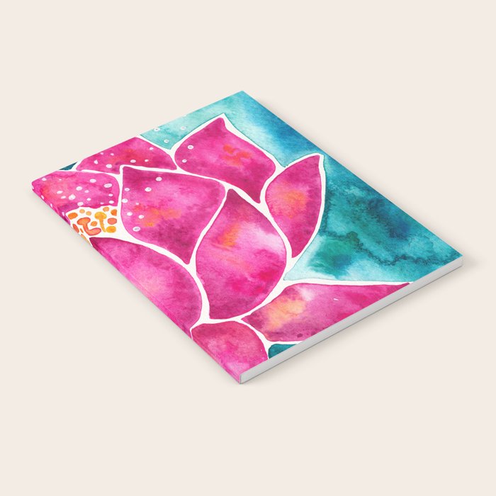 Sacred Lotus - Magenta Blossom with Turquoise Wash Notebook Gallery Image 1