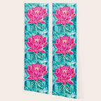 Sacred Lotus - Magenta Blossom with Turquoise Wash Wallpaper Gallery Image 2