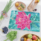 Sacred Lotus - Magenta Blossom with Turquoise Wash Cutting Board Gallery Image 2