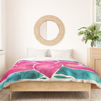 Sacred Lotus - Magenta Blossom with Turquoise Wash Duvet Cover Gallery Image 3