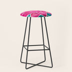 Sacred Lotus - Magenta Blossom with Turquoise Wash Stool Gallery Image 1