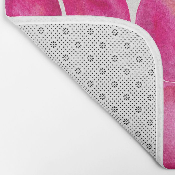 Sacred Lotus - Magenta Blossom with Turquoise Wash Bath Mat Gallery Image 2