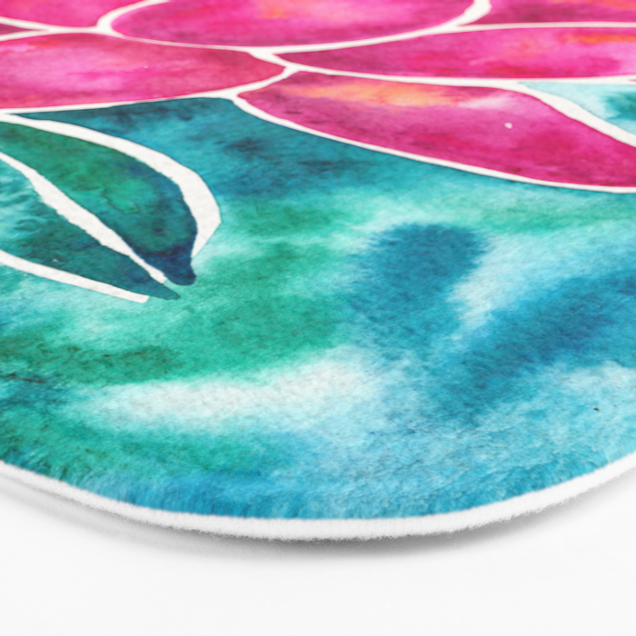 Sacred Lotus - Magenta Blossom with Turquoise Wash Bath Mat Gallery Image 3