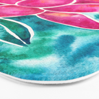 Sacred Lotus - Magenta Blossom with Turquoise Wash Bath Mat Gallery Image 3