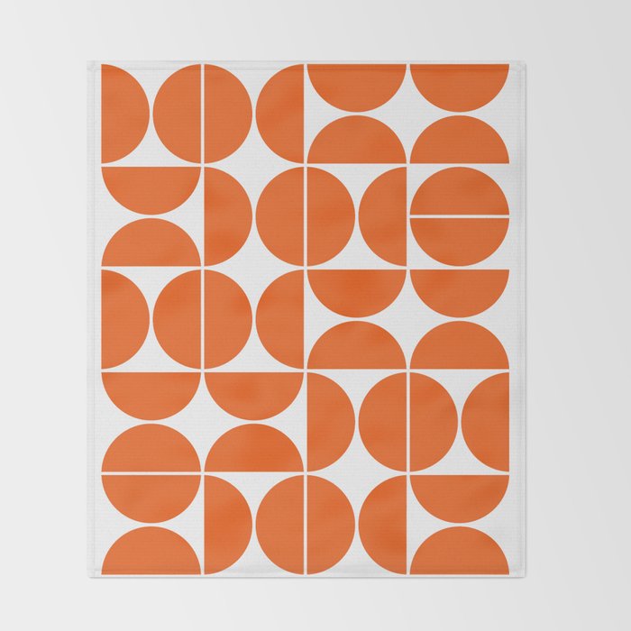 Mid Century Modern Geometric 04 Orange Throw Blanket Gallery Image 2