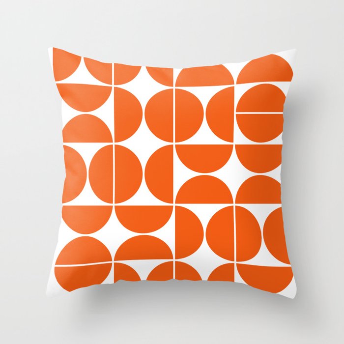Mid Century Modern Geometric 04 Orange Throw Pillow Gallery Image 1