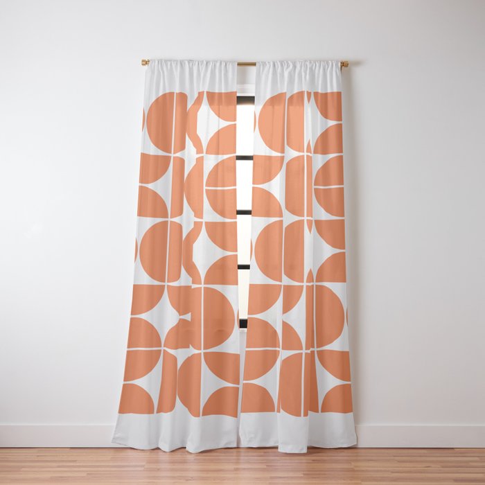 Mid Century Modern Geometric 04 Orange Window Curtain Gallery Image 2