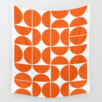 Mid Century Modern Geometric 04 Orange Wall Tapestry Gallery Image 4