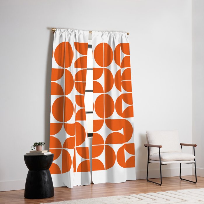 Mid Century Modern Geometric 04 Orange Window Curtain Gallery Image 6