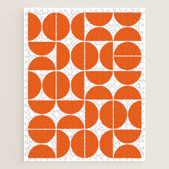 Mid Century Modern Geometric 04 Orange Jigsaw Puzzle Gallery Image 1