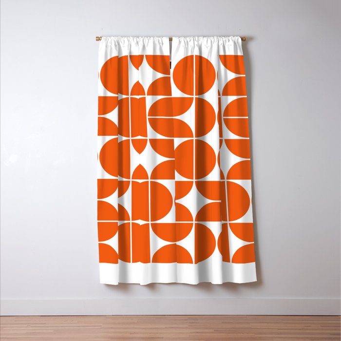 Mid Century Modern Geometric 04 Orange Window Curtain Gallery Image 3