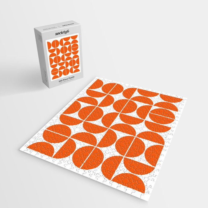 Mid Century Modern Geometric 04 Orange Jigsaw Puzzle Gallery Image 2