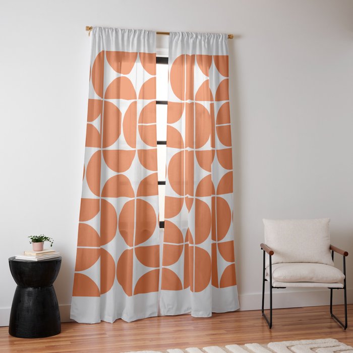 Mid Century Modern Geometric 04 Orange Window Curtain Gallery Image 14