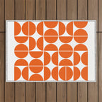 Mid Century Modern Geometric 04 Orange Outdoor Rug Gallery Image 1