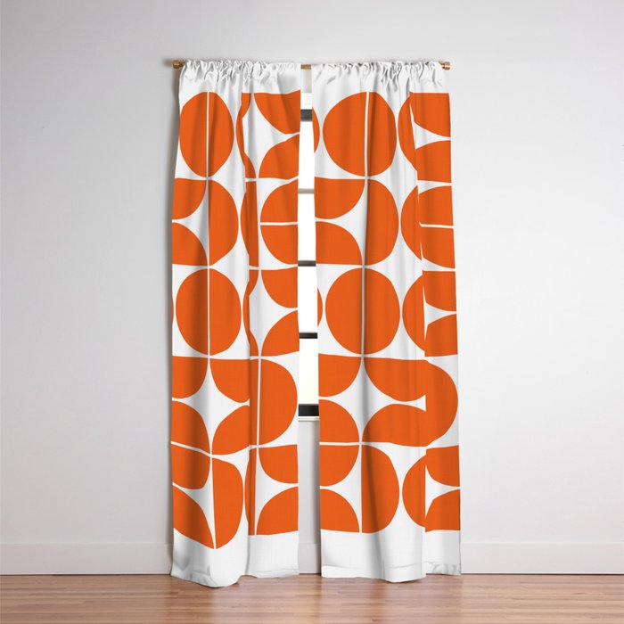 Mid Century Modern Geometric 04 Orange Window Curtain Gallery Image 3