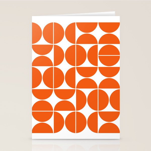 Mid Century Modern Geometric 04 Orange Stationery Card Gallery Image 2