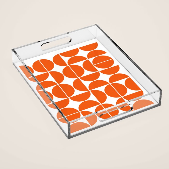 Mid Century Modern Geometric 04 Orange Acrylic Tray Gallery Image 1